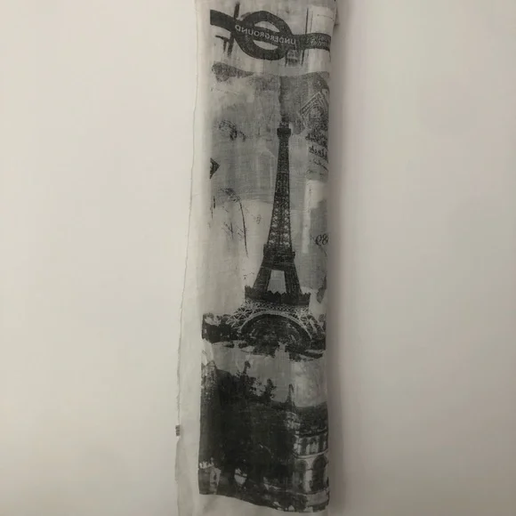 Black white and gray landmark travel big scarf. - Picture 4 of 7